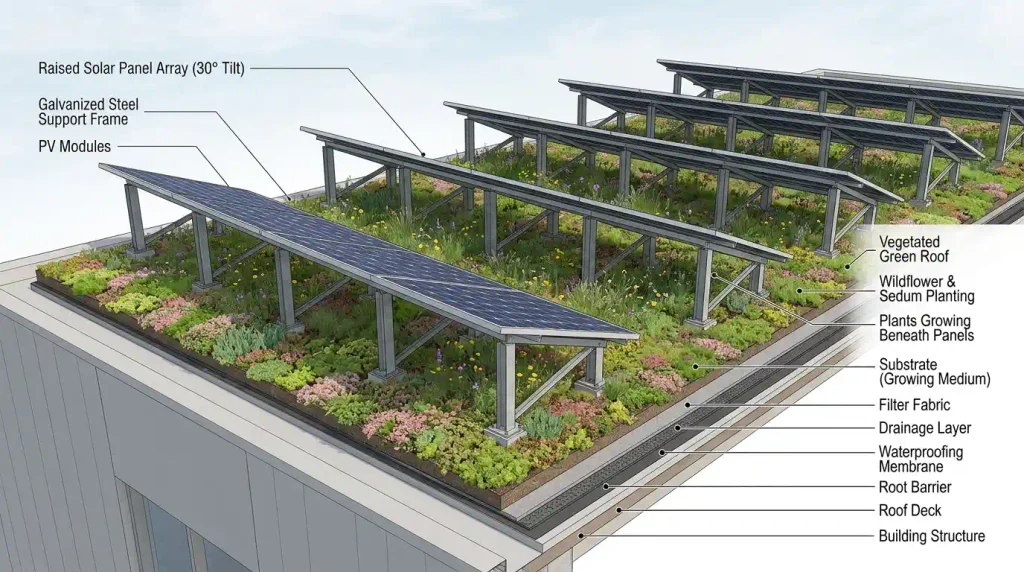 Green roof or solar panels, or both