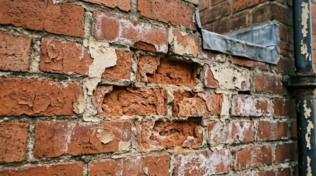 Spalled brick