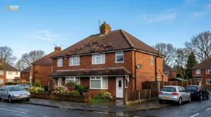 storm damaged roof tiles lifted by wind Nottingham