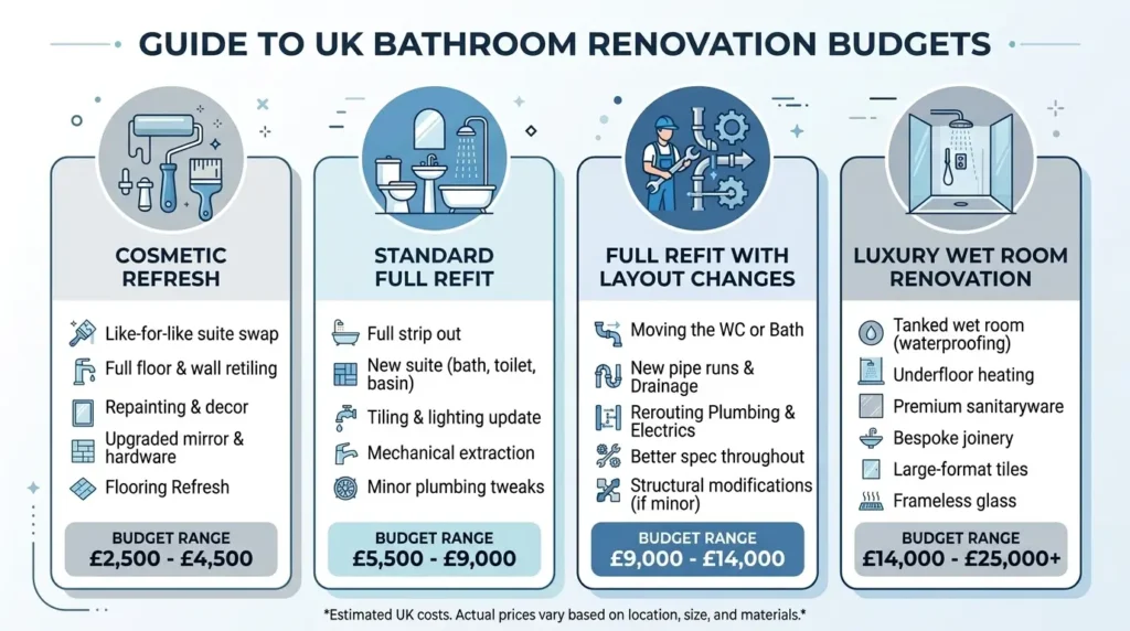 Average bathroom renovation cost at a glance