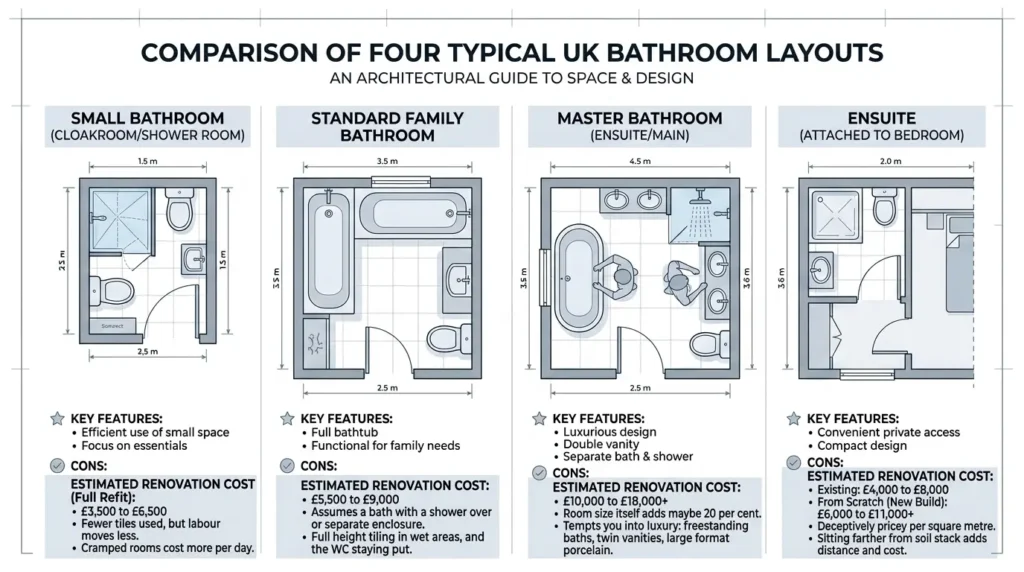 Bathroom renovation cost by size and room type