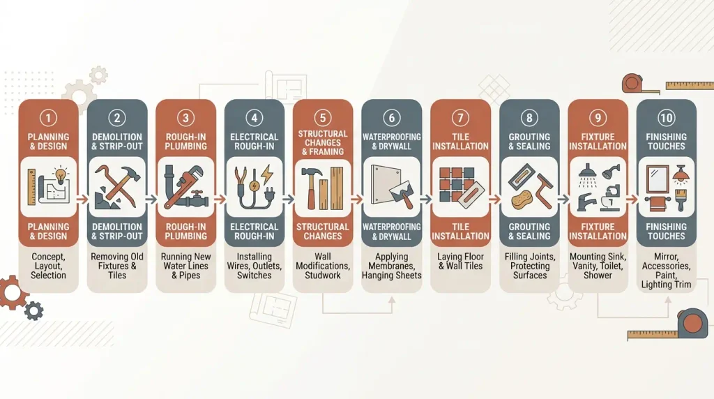 How to Renovate a Bathroom in the UK: The Right Order of Work 1 How long does a bathroom renovation take