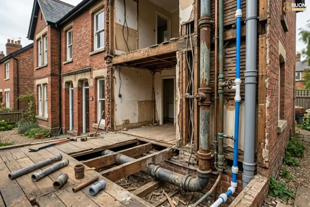 Old UK House Plumbing Pipes