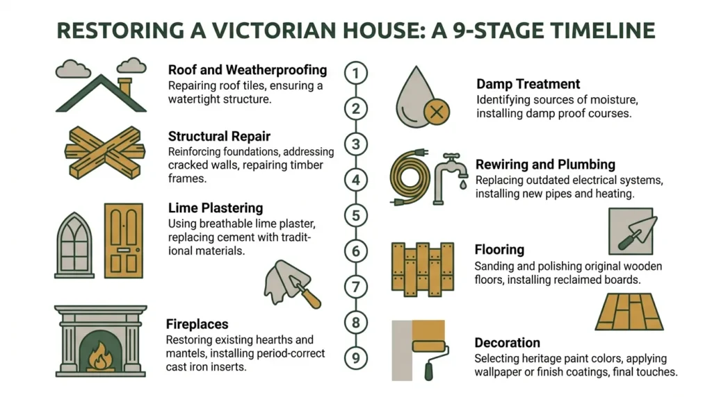 How to Restore a Victorian House: A Step-by-Step Guide for UK Homeowners 2 The right order of works for a Victorian restoration