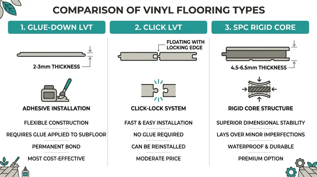 Benefits of Vinyl Flooring Over Laminate: What Actually Matters 2 The three types of vinyl people confuse