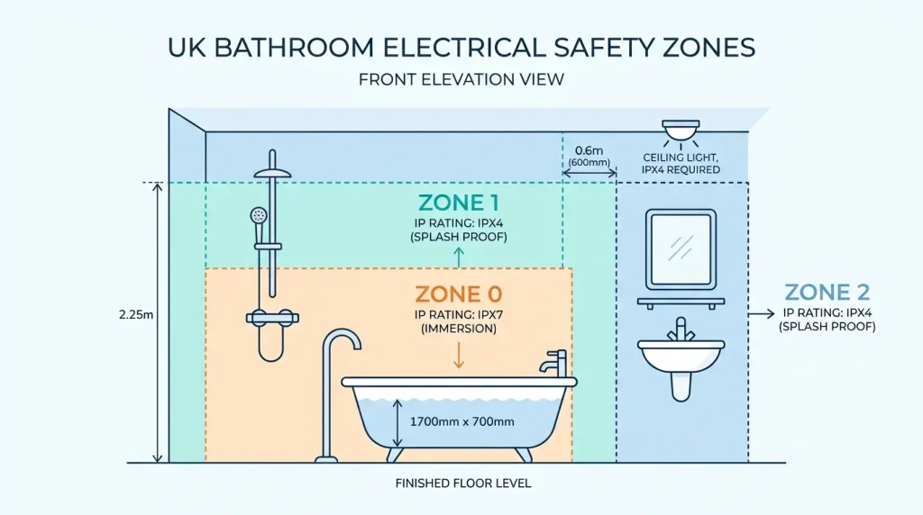 How to Renovate a Bathroom in the UK: The Right Order of Work 2 What are the bathroom electrical zones