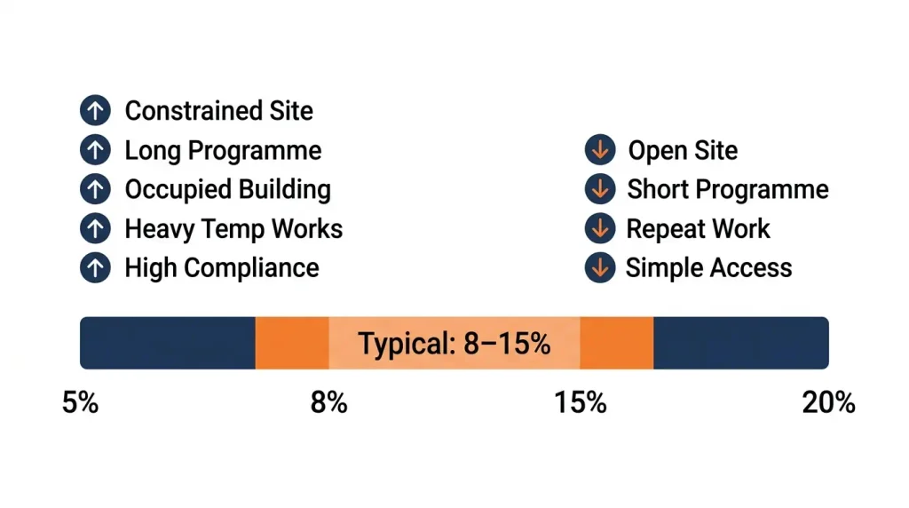 What percentage of a contract are preliminaries