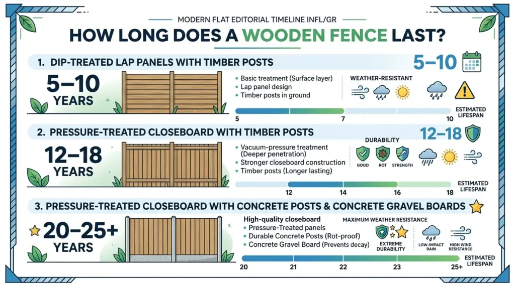 Wooden fence lifespan comparison