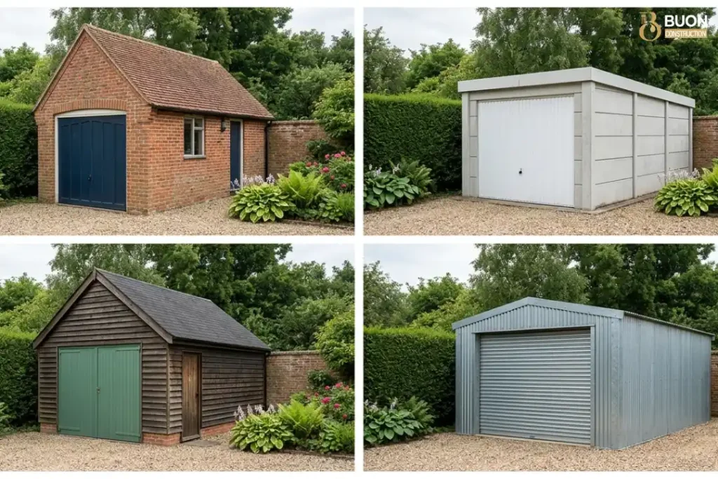 How Much Does It Cost to Build a Garage in the UK? (2026 Prices) 3 Brick vs concrete vs timber vs steel garage comparison
