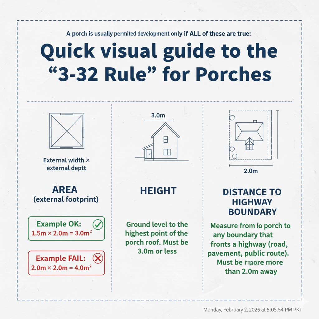 visual guide to the 3-32 rule for porches