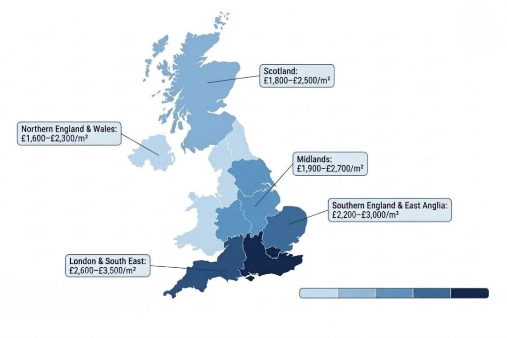 Bungalow Build Costs by UK Region