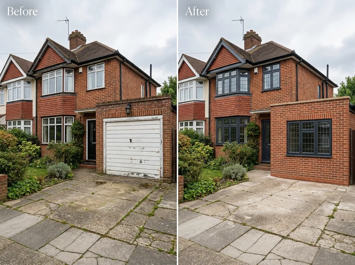 2 Garage before and after conversion in Nottingham