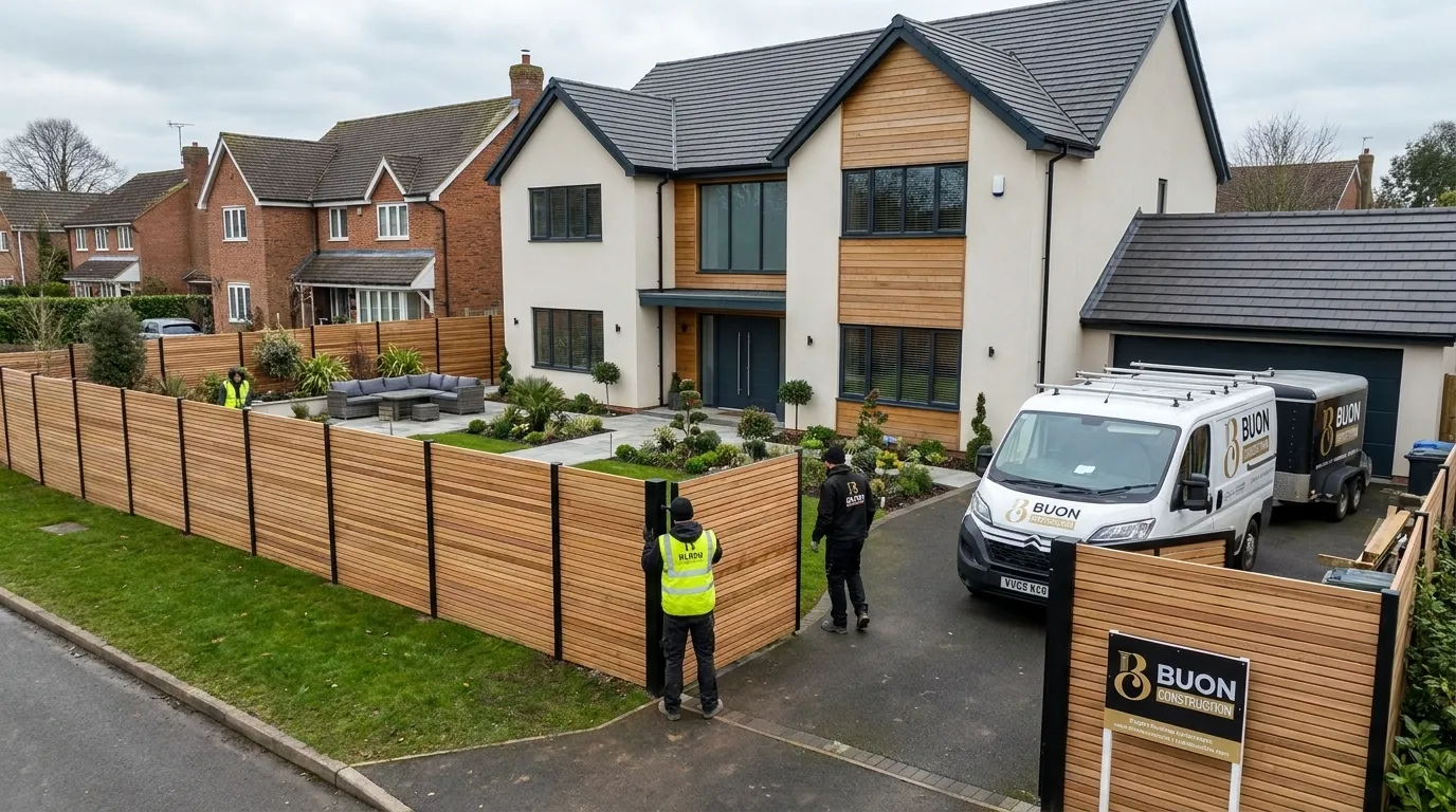 Custom luxury garden fencing installed at a Nottingham home