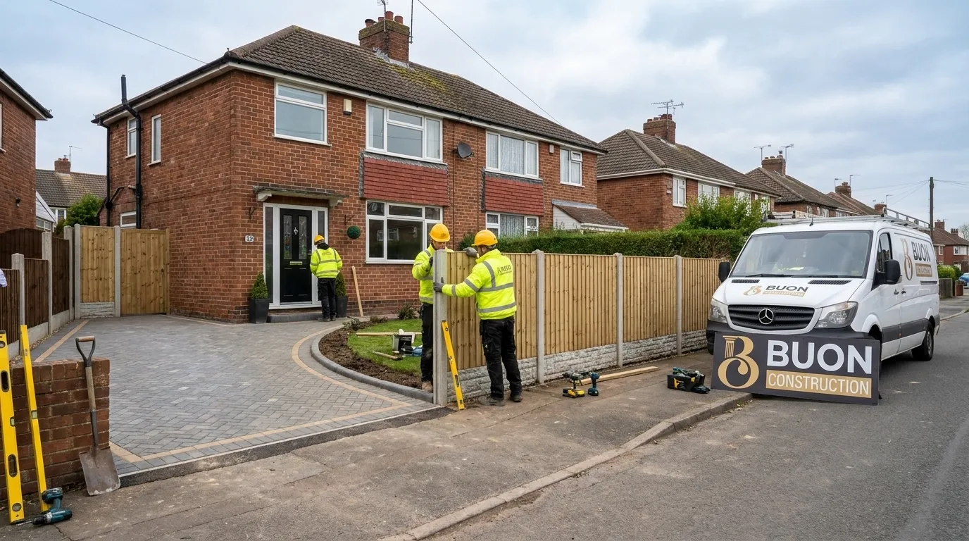 Garden fence installation at a residential home in Nottingham