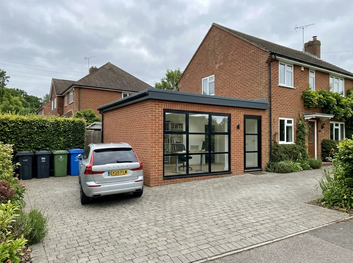 1 Garage converted into a bright home office in Nottingham