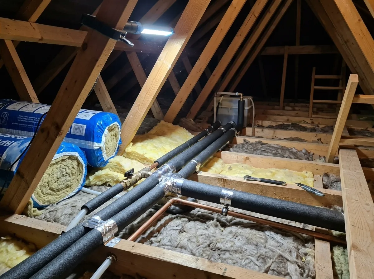 11 Loft pipework insulated to prevent frozen pipes in Nottingham