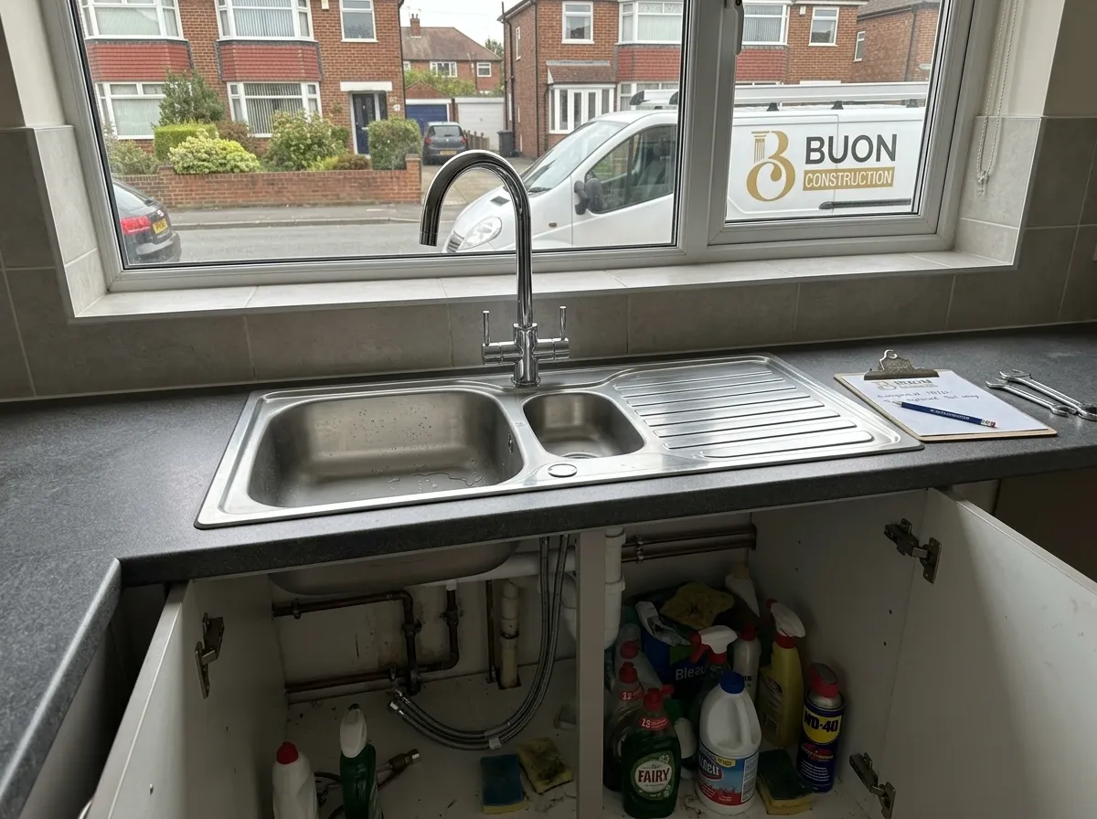 2 New kitchen tap installed over a sink by a plumber in Nottingham