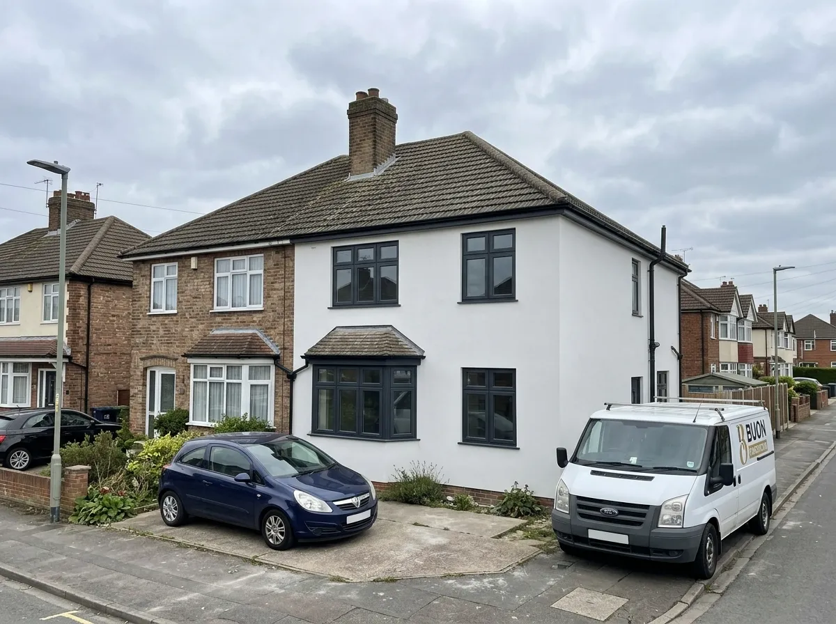 2 External rendering project on a house in Nottingham