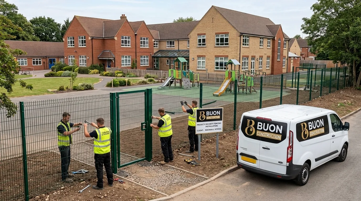 Commercial security weld mesh fencing installed at a school in Hucknall, Nottingham