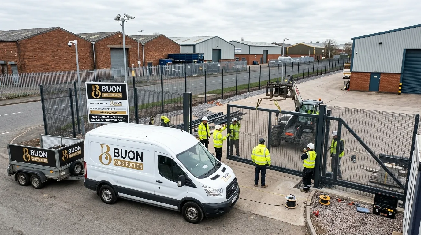 Commercial security fencing at an industrial site in Nottingham