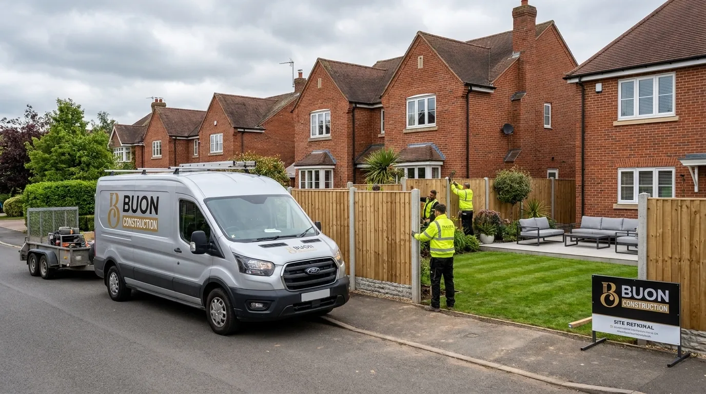 Timber feather edge close board fencing installed in a Nottingham garden