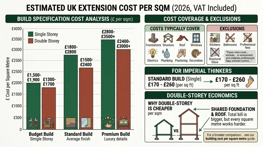 How Much Does a House Extension Cost in the UK? 1 UK house extension cost per square metre 2026 by specification