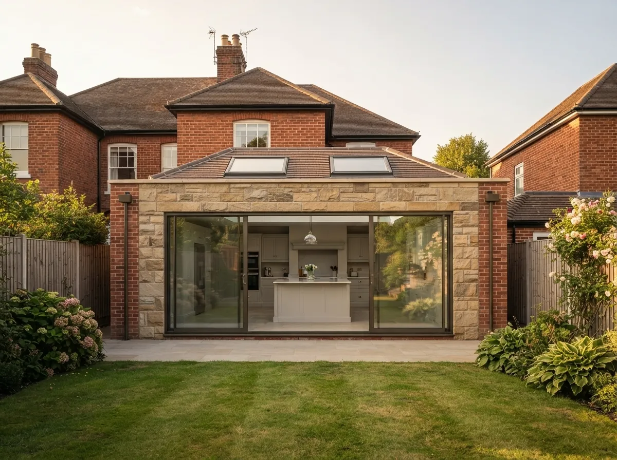 Rear kitchen extension opening onto the garden in Nottingham
