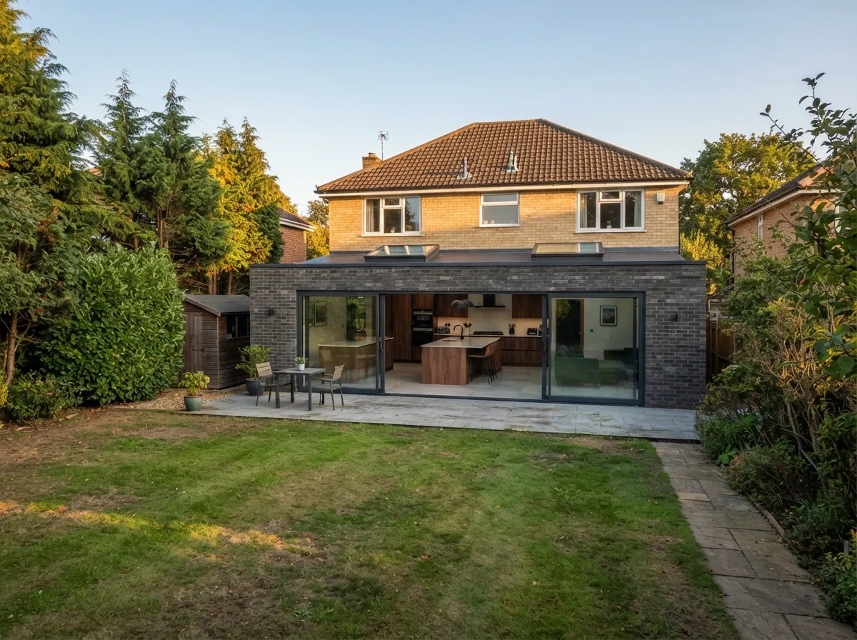Rear kitchen extension being built to approved plans in Nottingham